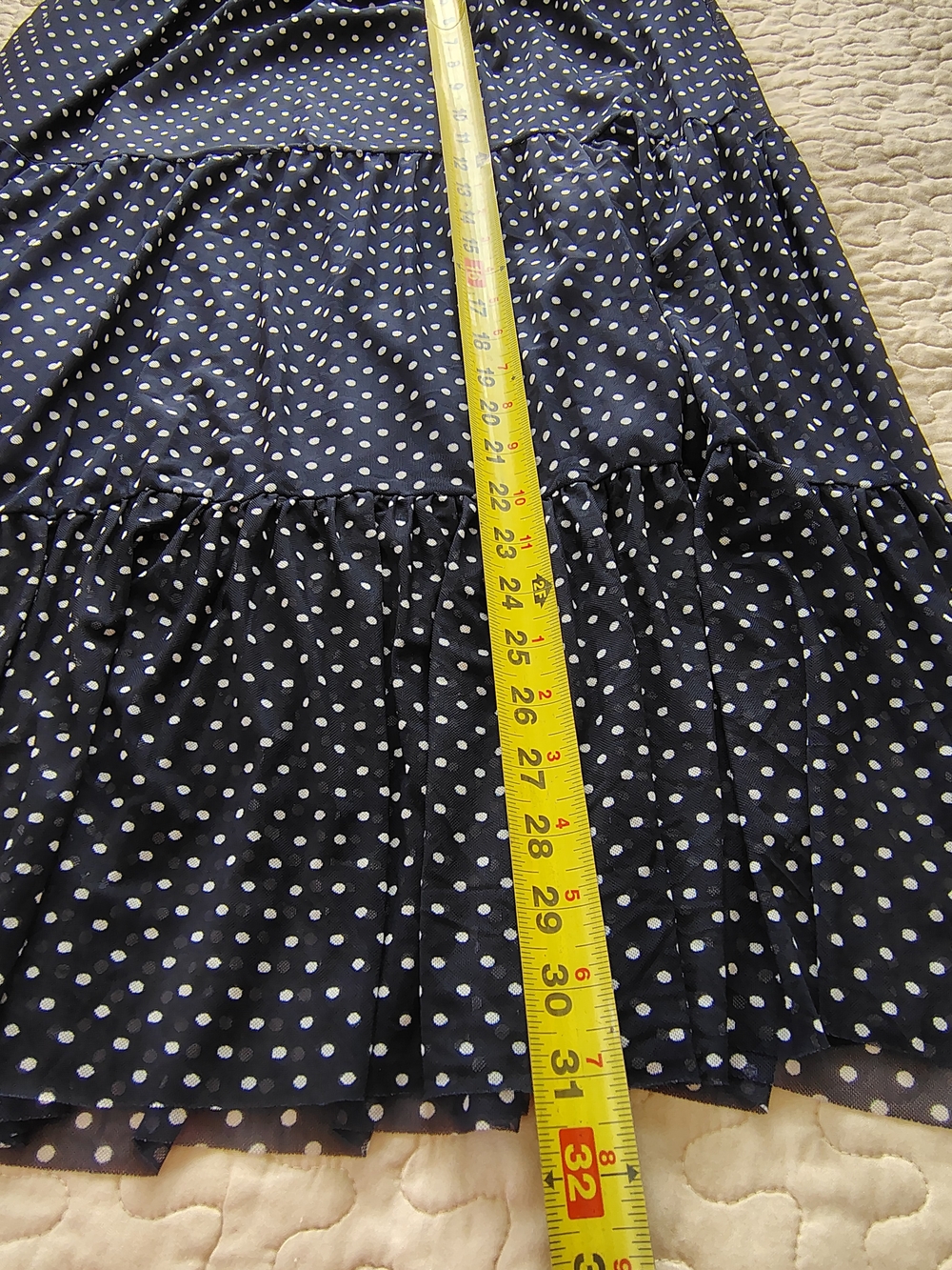 Lavish Navy and White Polka Dot Midi Skirt Size M - Picture 4 of 7